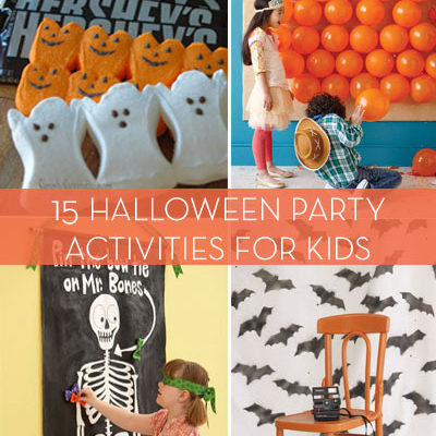Halloween decorations and candies that are used as crafts for children to use.