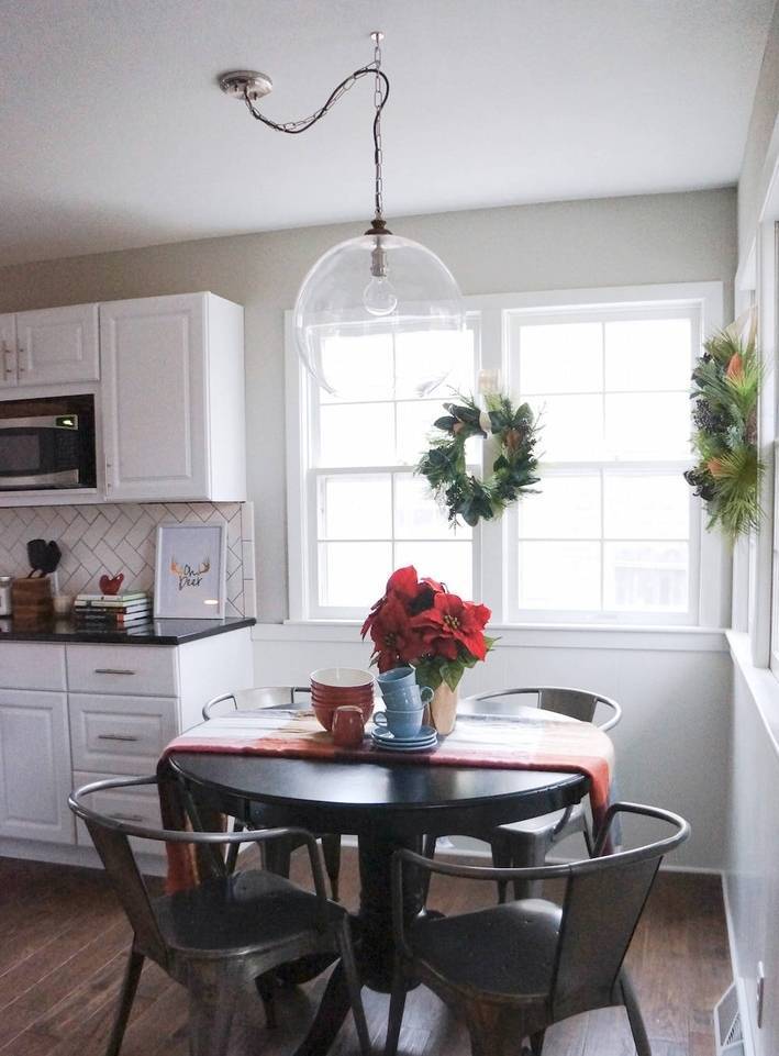 Kitchen with dinning table and decorations.