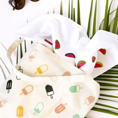 DIY popsicle tote and watermelon beach towel
