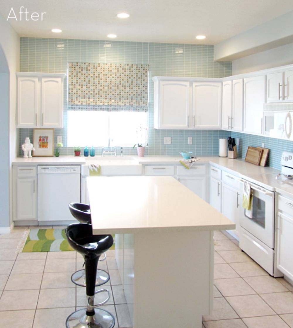 After painting kitchen cabinets white