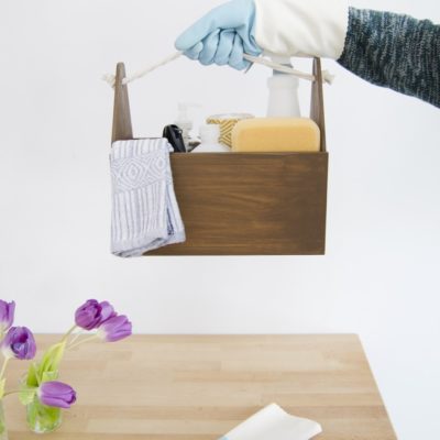 Handmade cleaning caddy - keep all your cleaning supplies in one place with this cute carrier