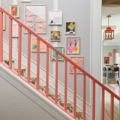 accent wall with gallery and wallpaper