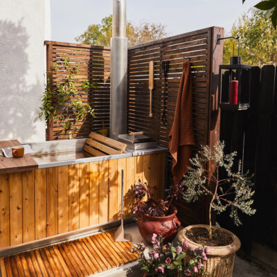 wood fired hot tub for a single person