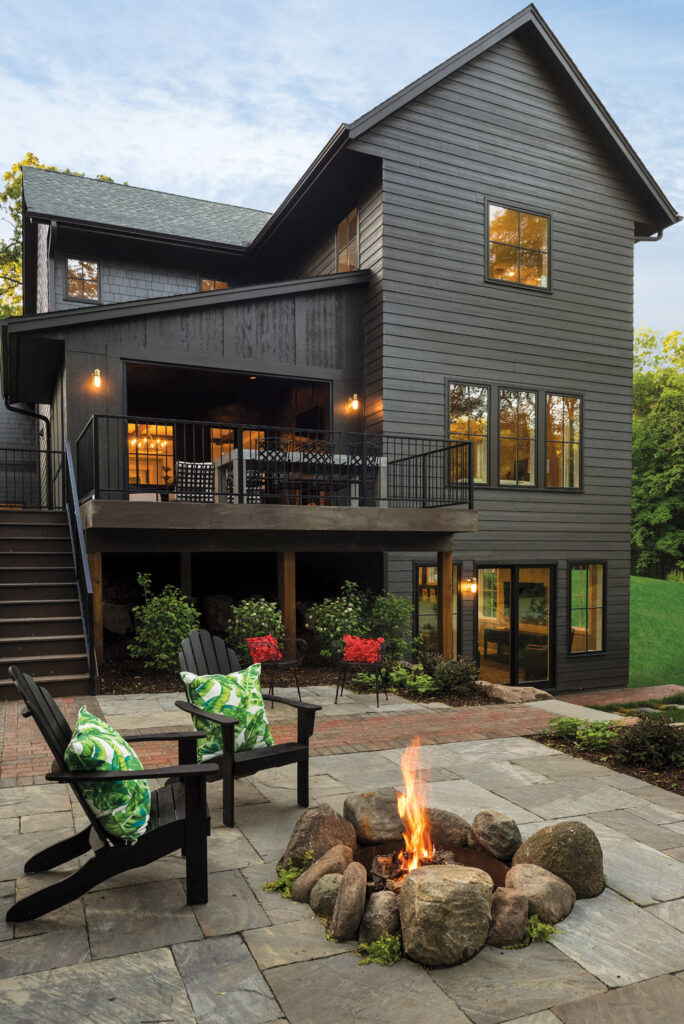 Dark panel and shake shingle exterior.